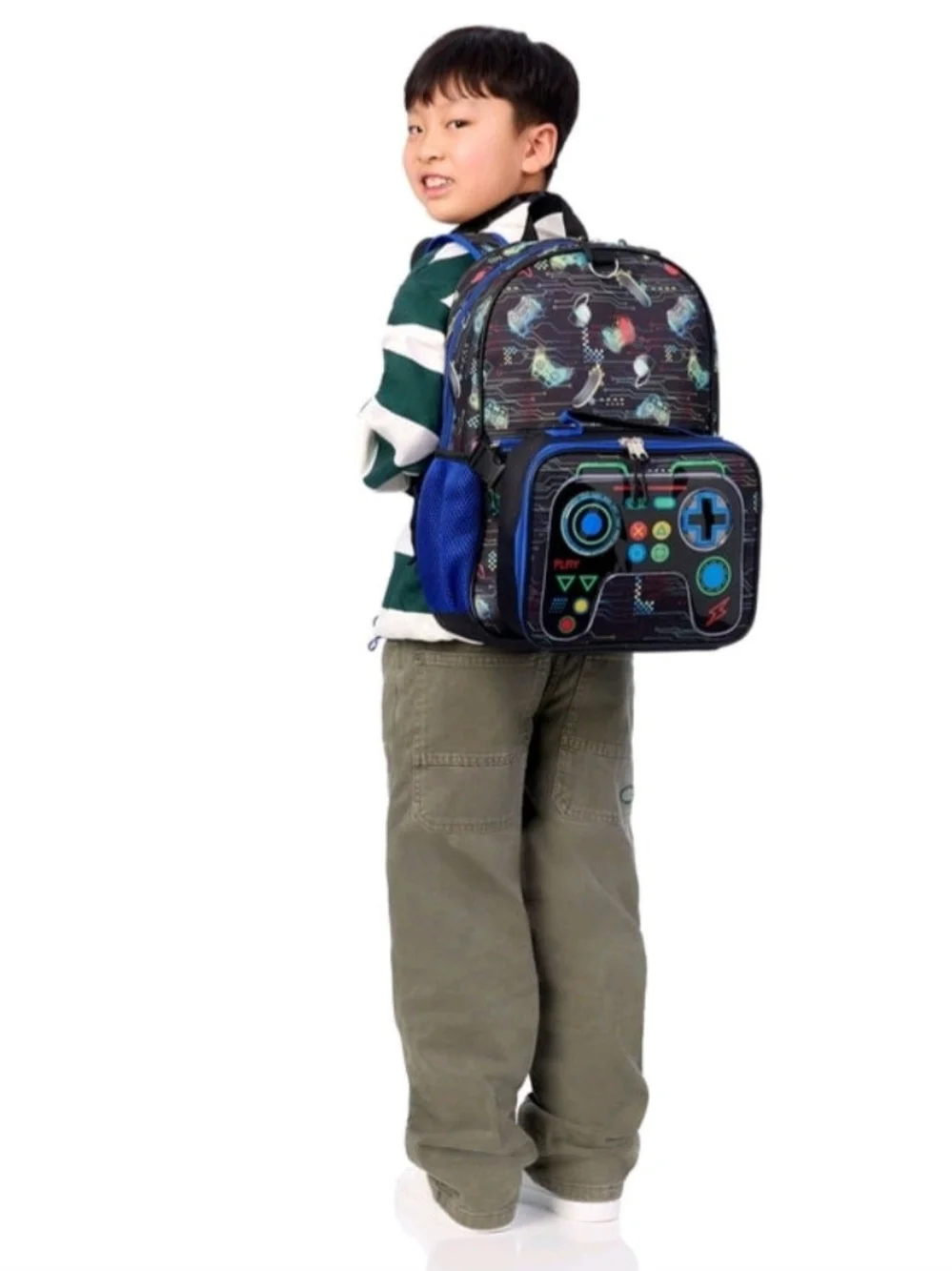 Blue Gaming Controller Backpack with Headset
